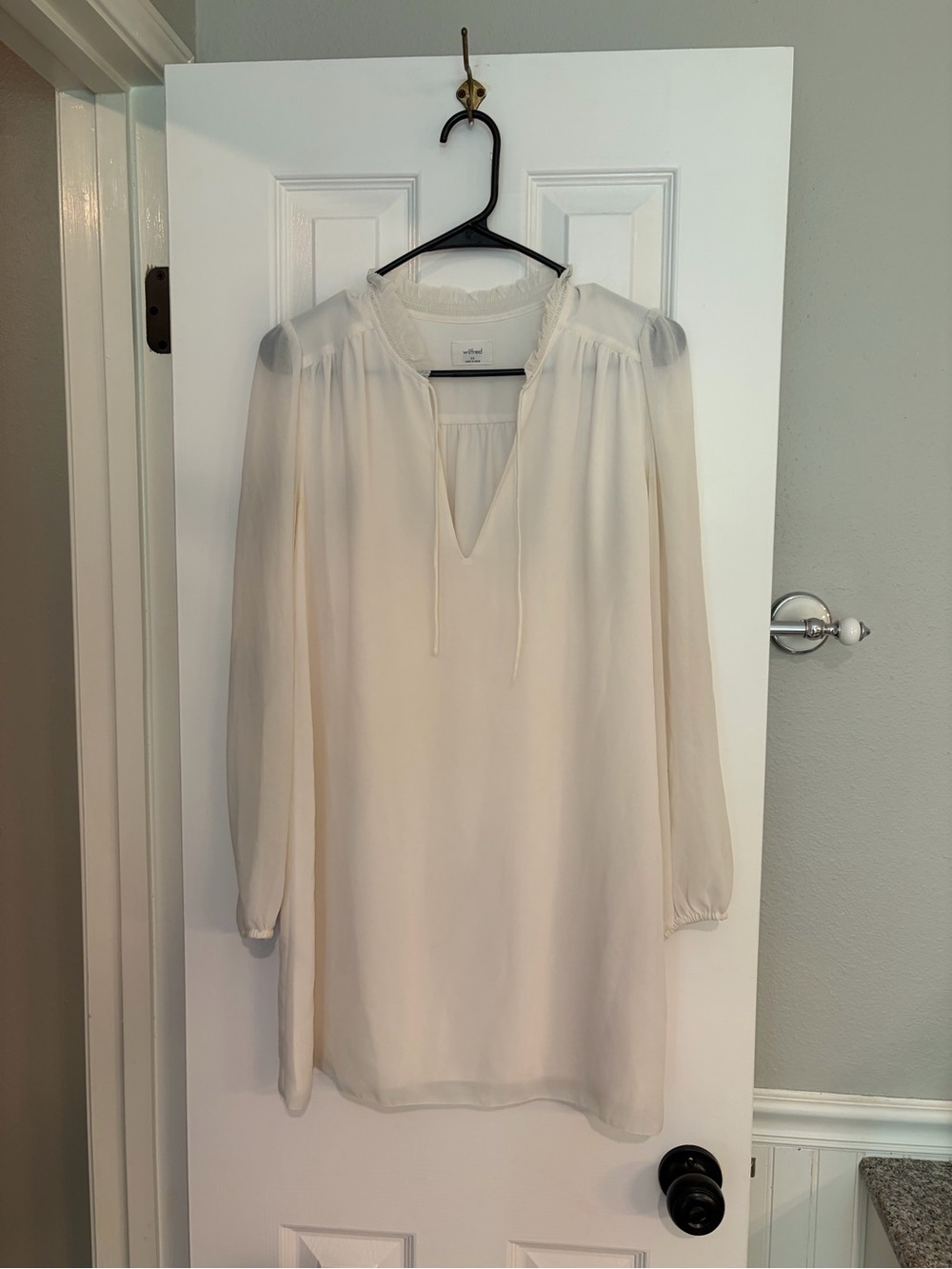 Aritzia Wilfred Molly Chiffon Long Sleeve Tiered Mini Dress XS White